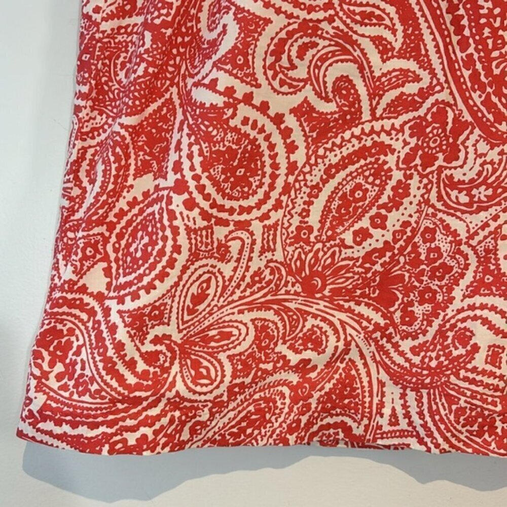 Land’s end cotton paisley print A-line skirt in coral/white size 12 - Picture 2 of 7